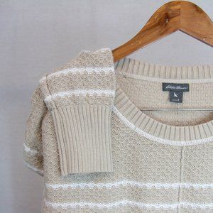 Eddie Bauer Tan/Sand White stripe long sweater